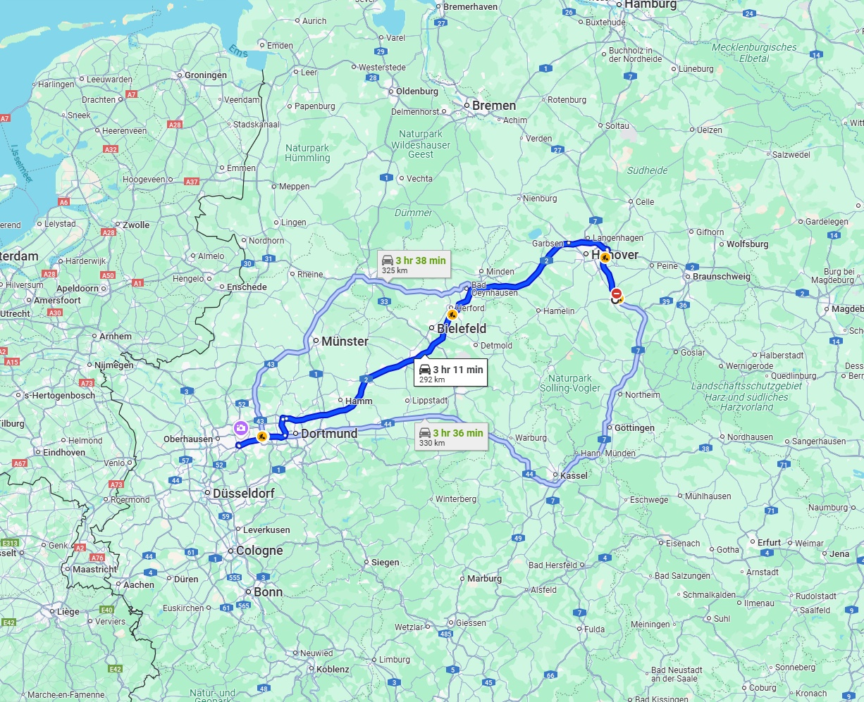 Anreise von Hildesheim Zu Essen Über via A2