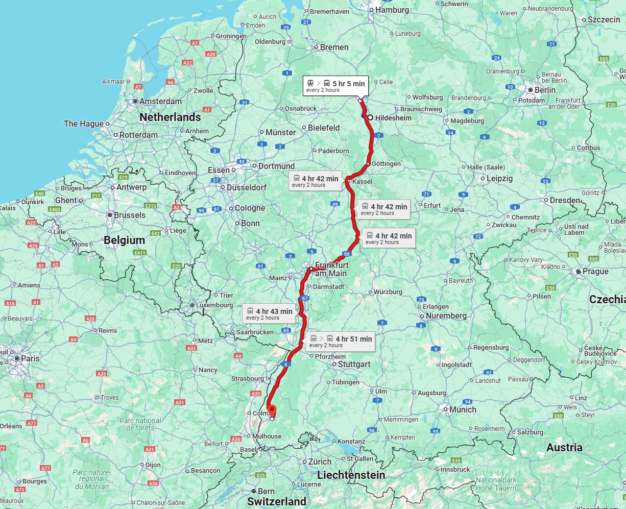 Anreise von Hildesheim Zu Freiburg im Breisgau Über 