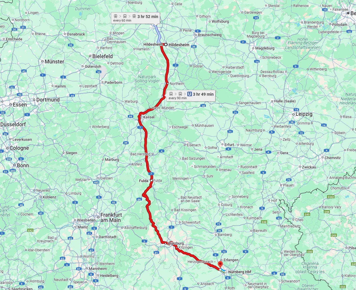Anreise von Hildesheim Zu Fürth Über 