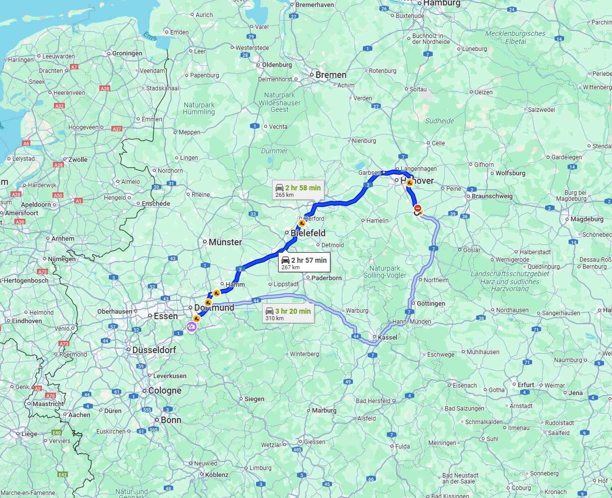 Anreise von Hildesheim Zu Hagen Über via A2