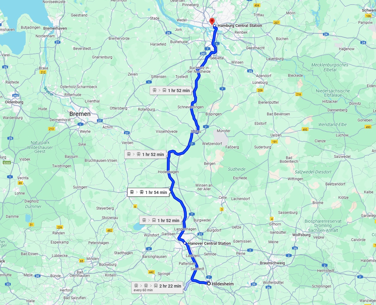 Anreise von Hildesheim Zu Hamburg Über 