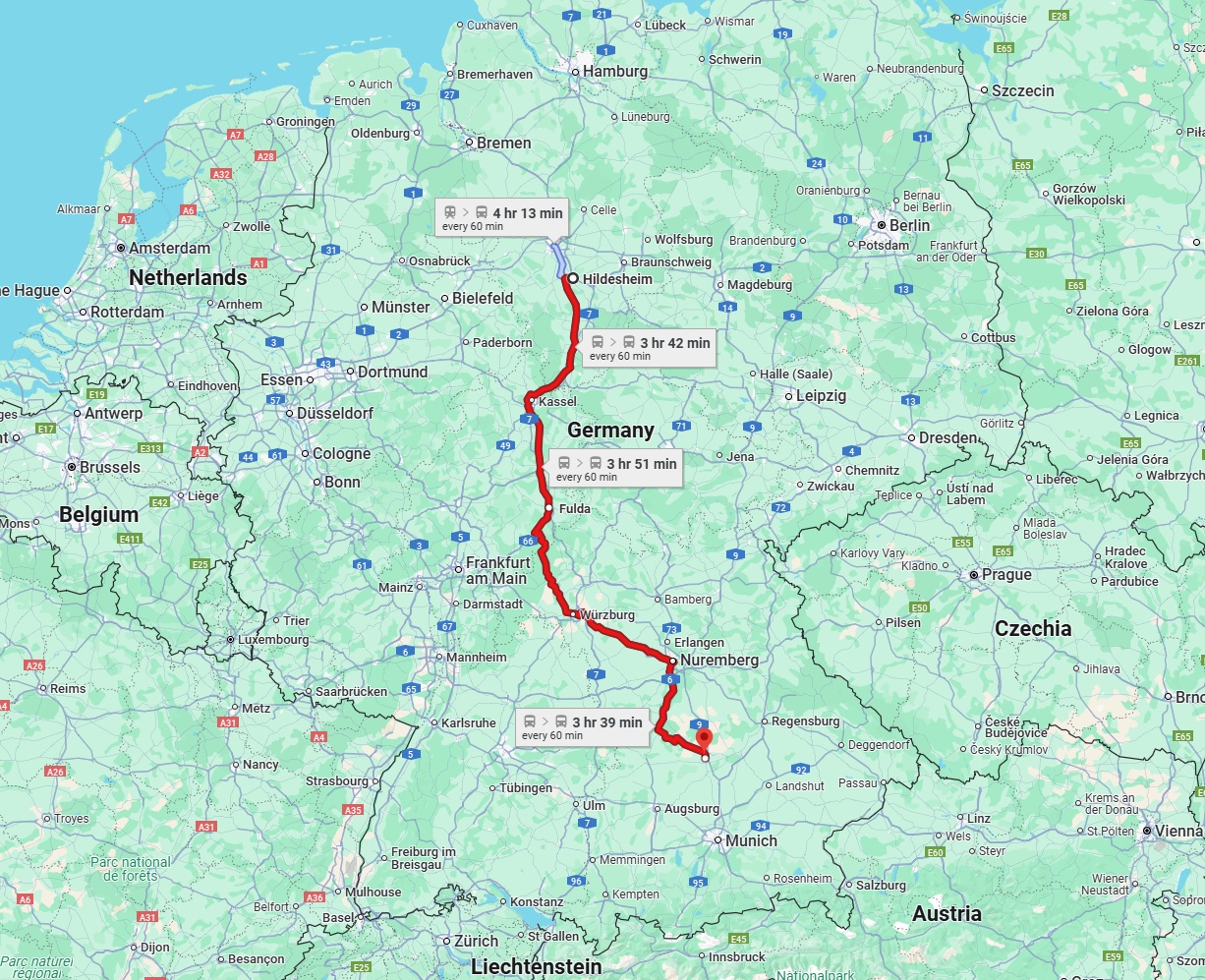 Anreise von Hildesheim Zu Ingolstadt Über 