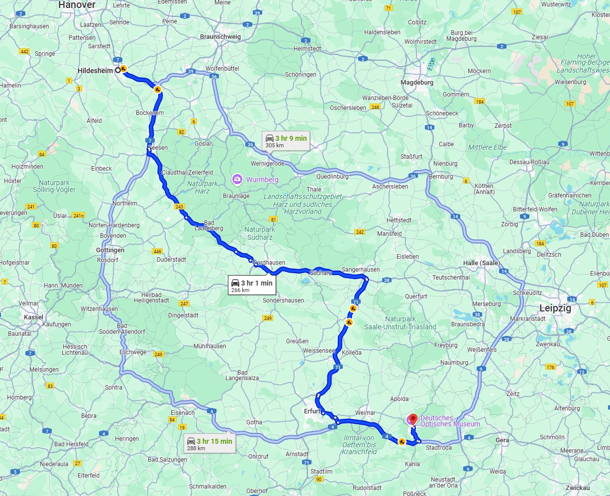 Anreise von Hildesheim Zu Jena Über via B243