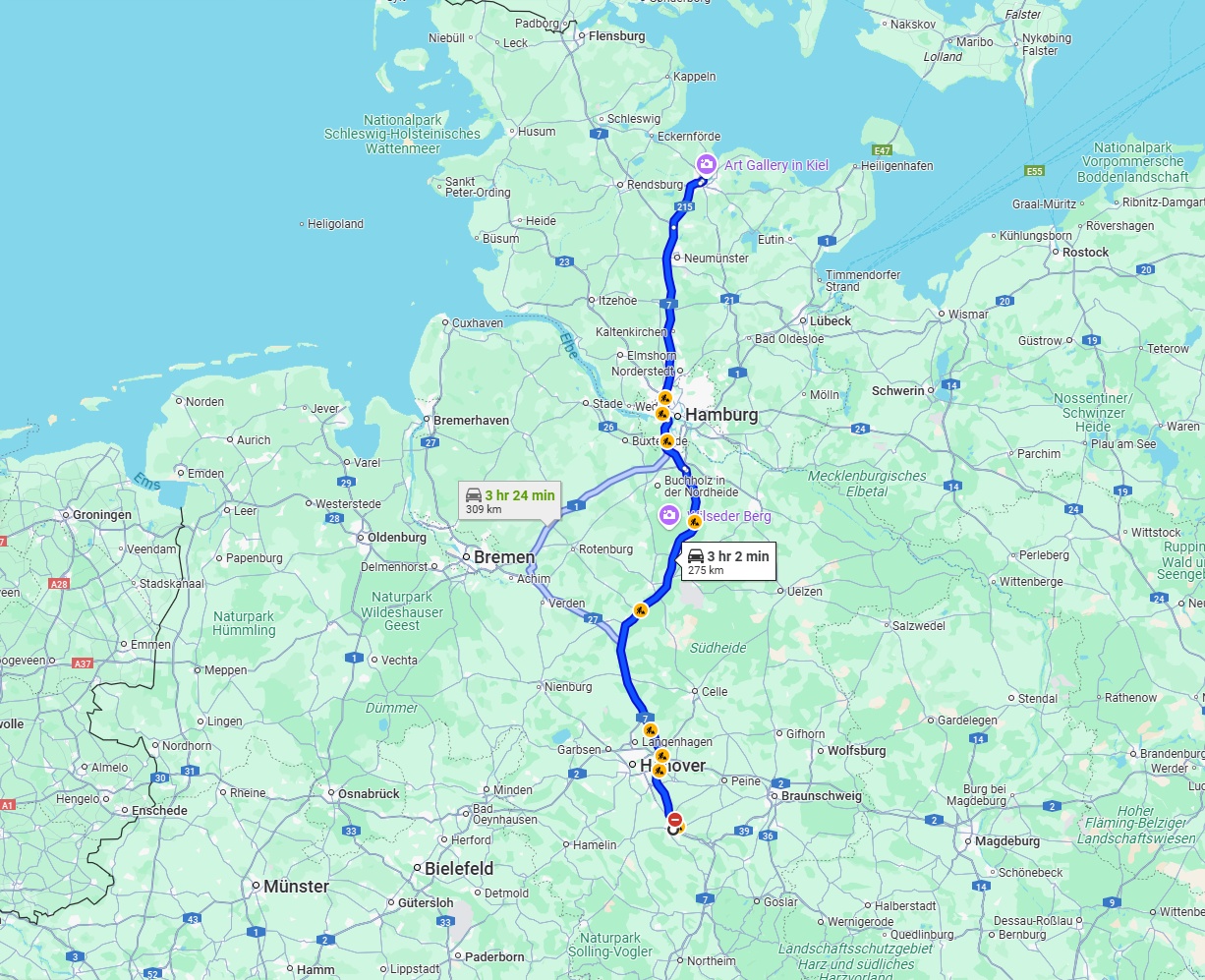 Anreise von Hildesheim Zu Kiel Über via A7