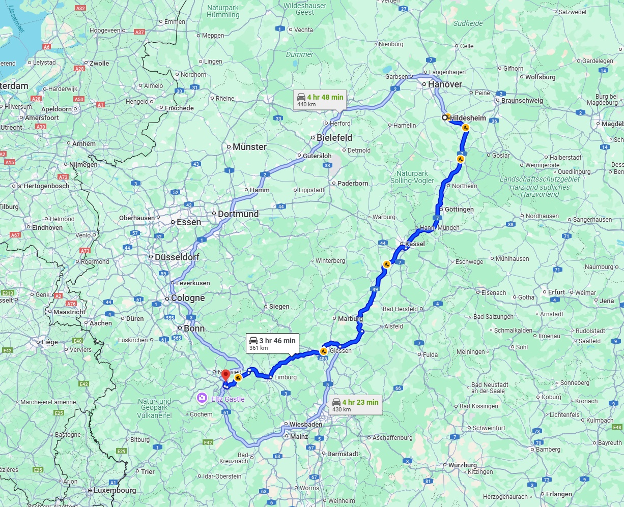 Anreise von Hildesheim Zu Koblenz Über via A7