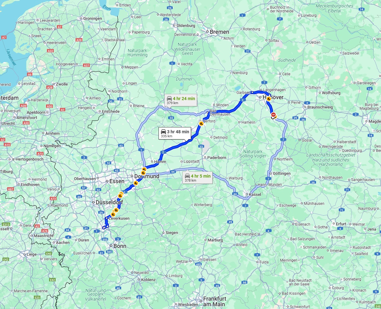 Anreise von Hildesheim Zu Köln Über via A2 and A1