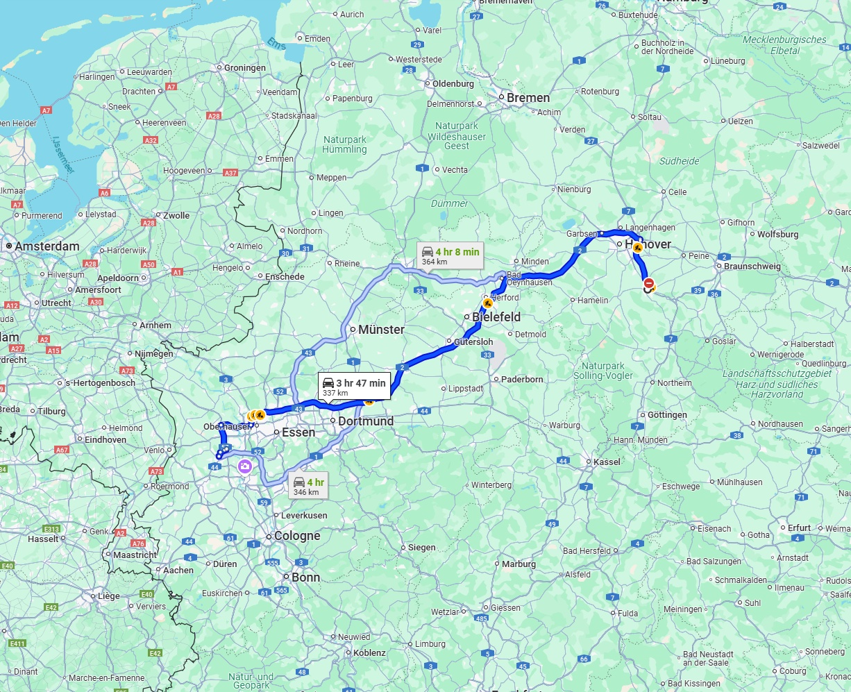 Anreise von Hildesheim Zu Krefeld Über via A2