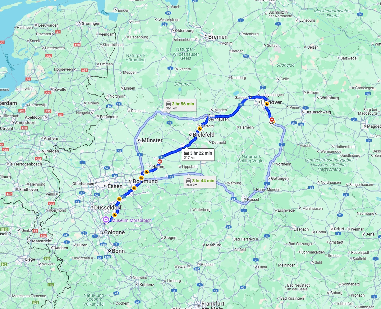Anreise von Hildesheim Zu Leverkusen Über via A2 and A1
