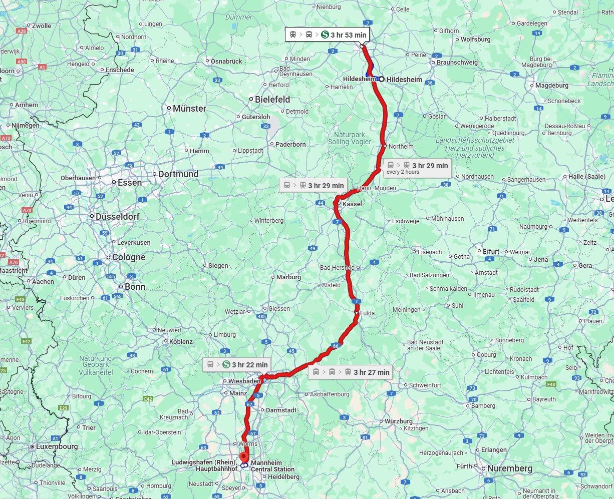 Anreise von Hildesheim Zu Ludwigshafen am Rhein Über 