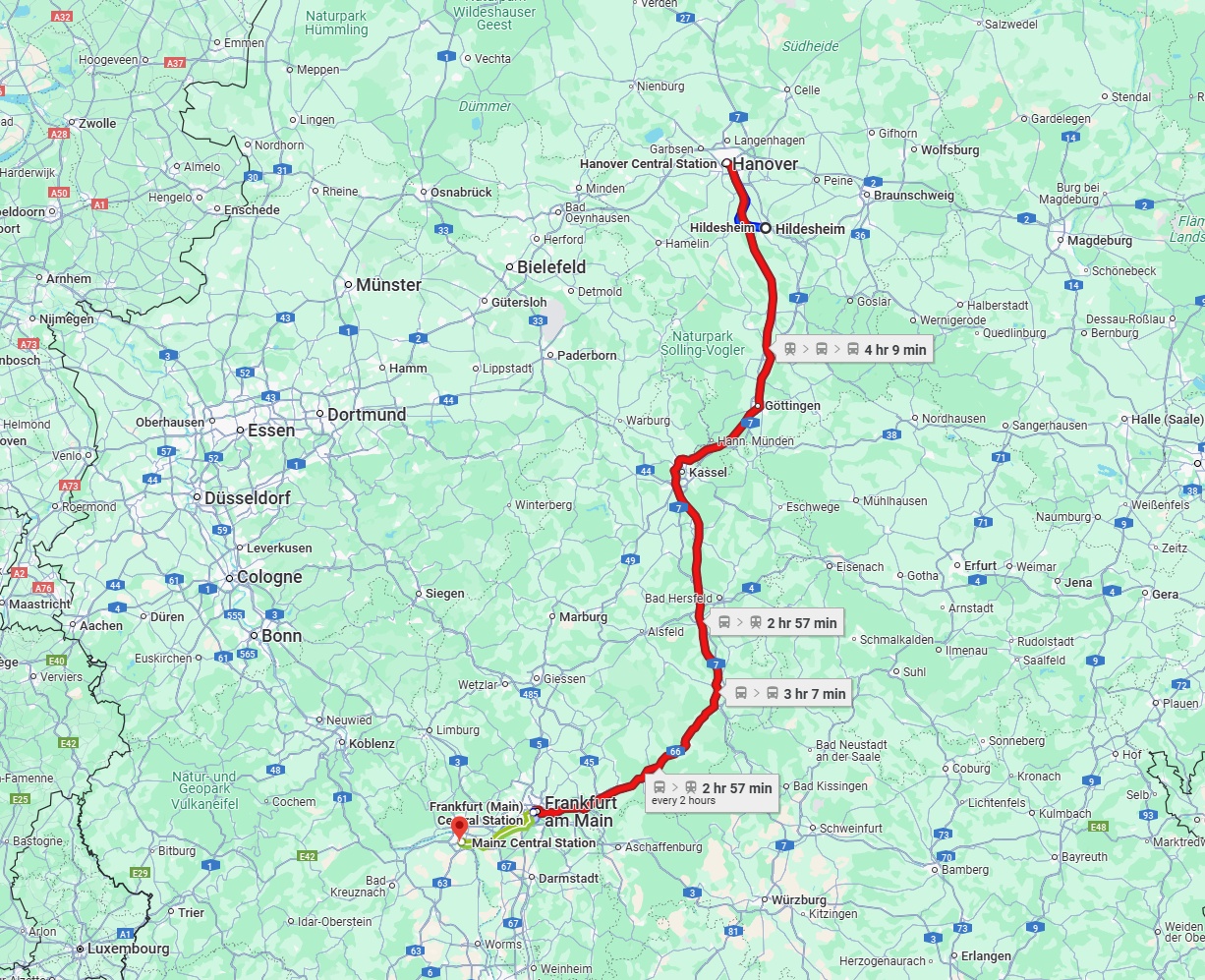 Anreise von Hildesheim Zu Mainz Über 