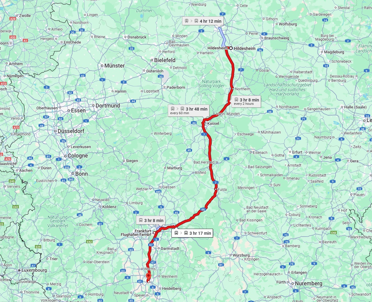 Anreise von Hildesheim Zu Mannheim Über 