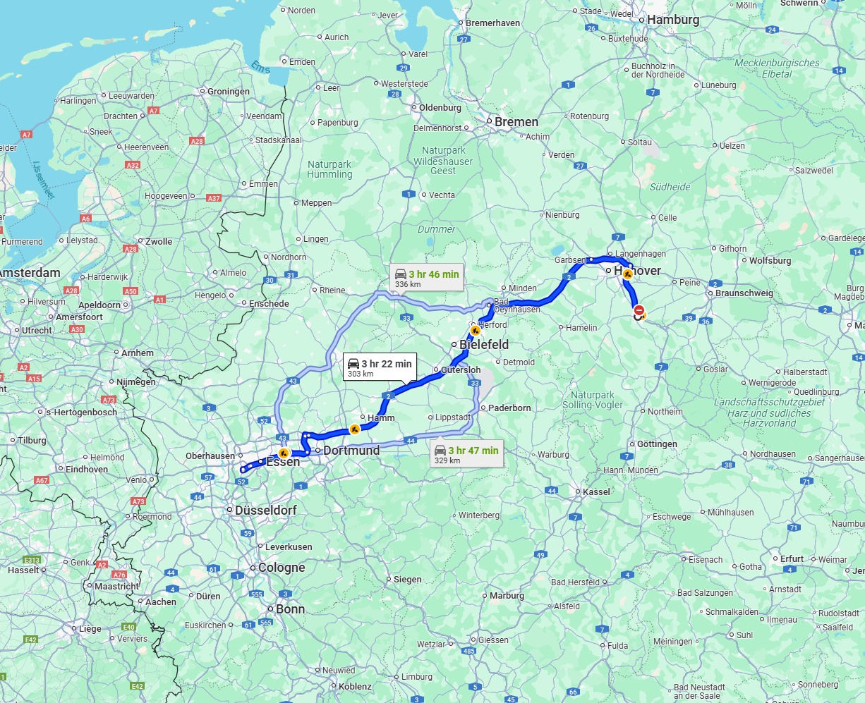 Anreise von Hildesheim Zu Mülheim an der Ruhr Über via A2