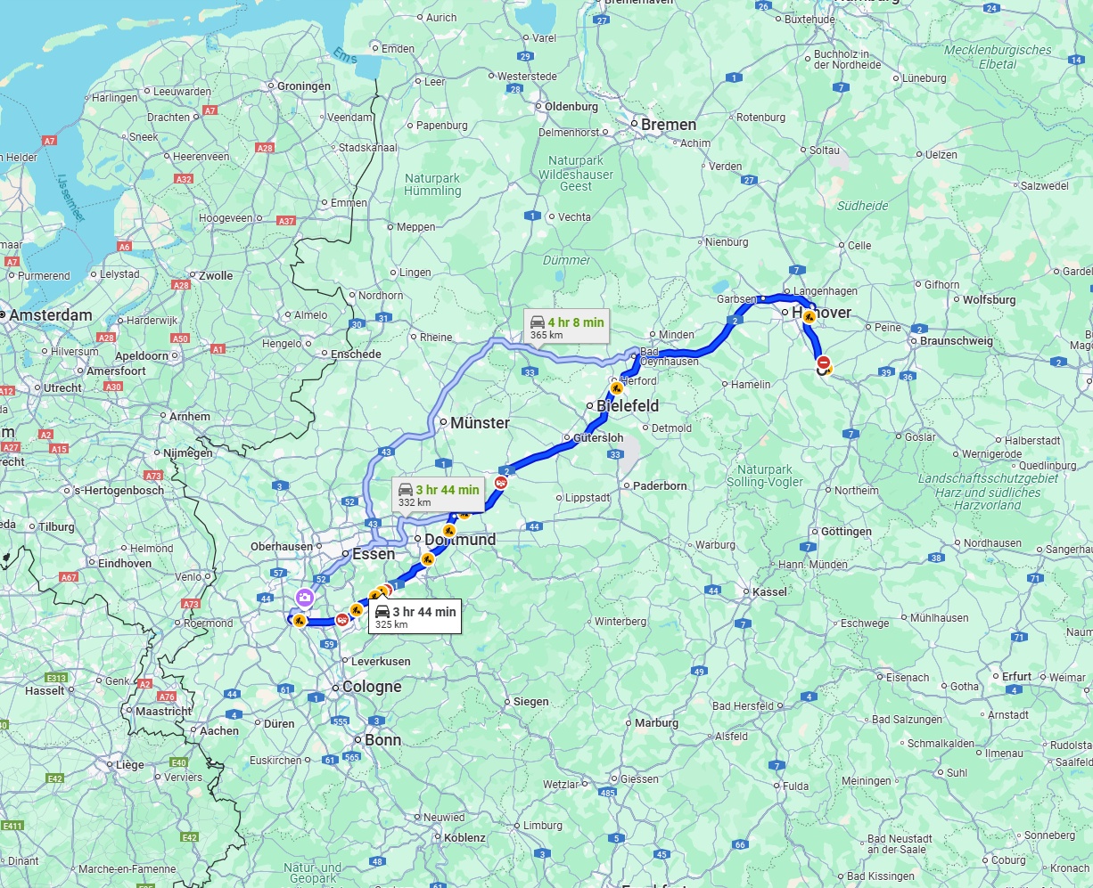 Anreise von Hildesheim Zu Neuss Über via A2