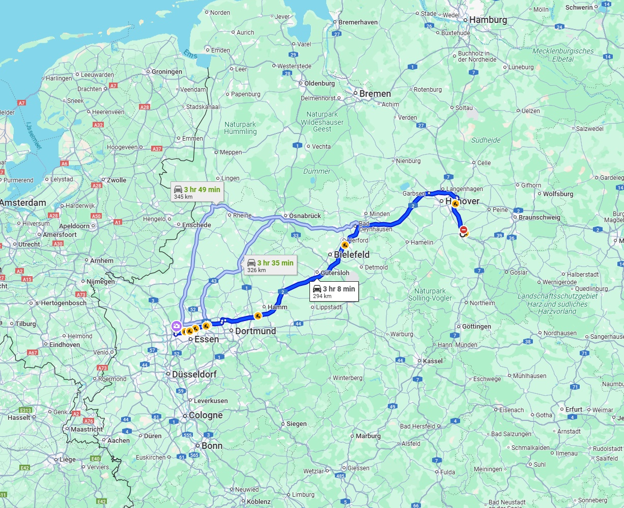 Anreise von Hildesheim Zu Oberhausen Über via A2