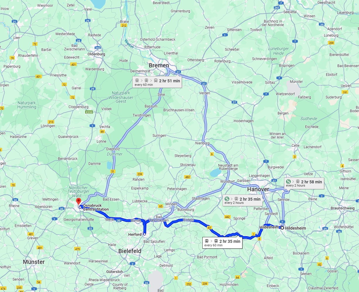 Anreise von Hildesheim Zu Osnabrück Über 