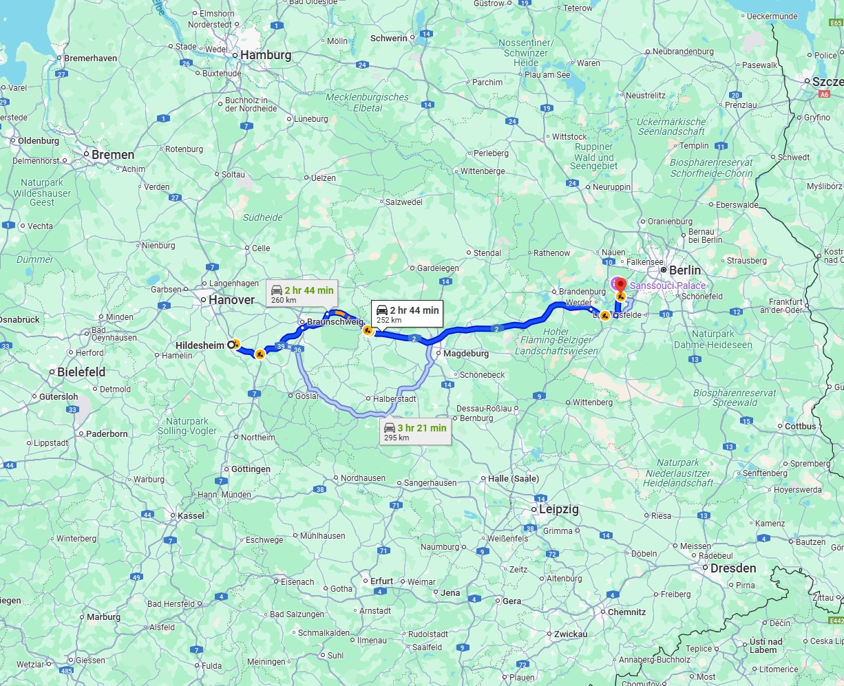 Anreise von Hildesheim Zu Potsdam Über via A2