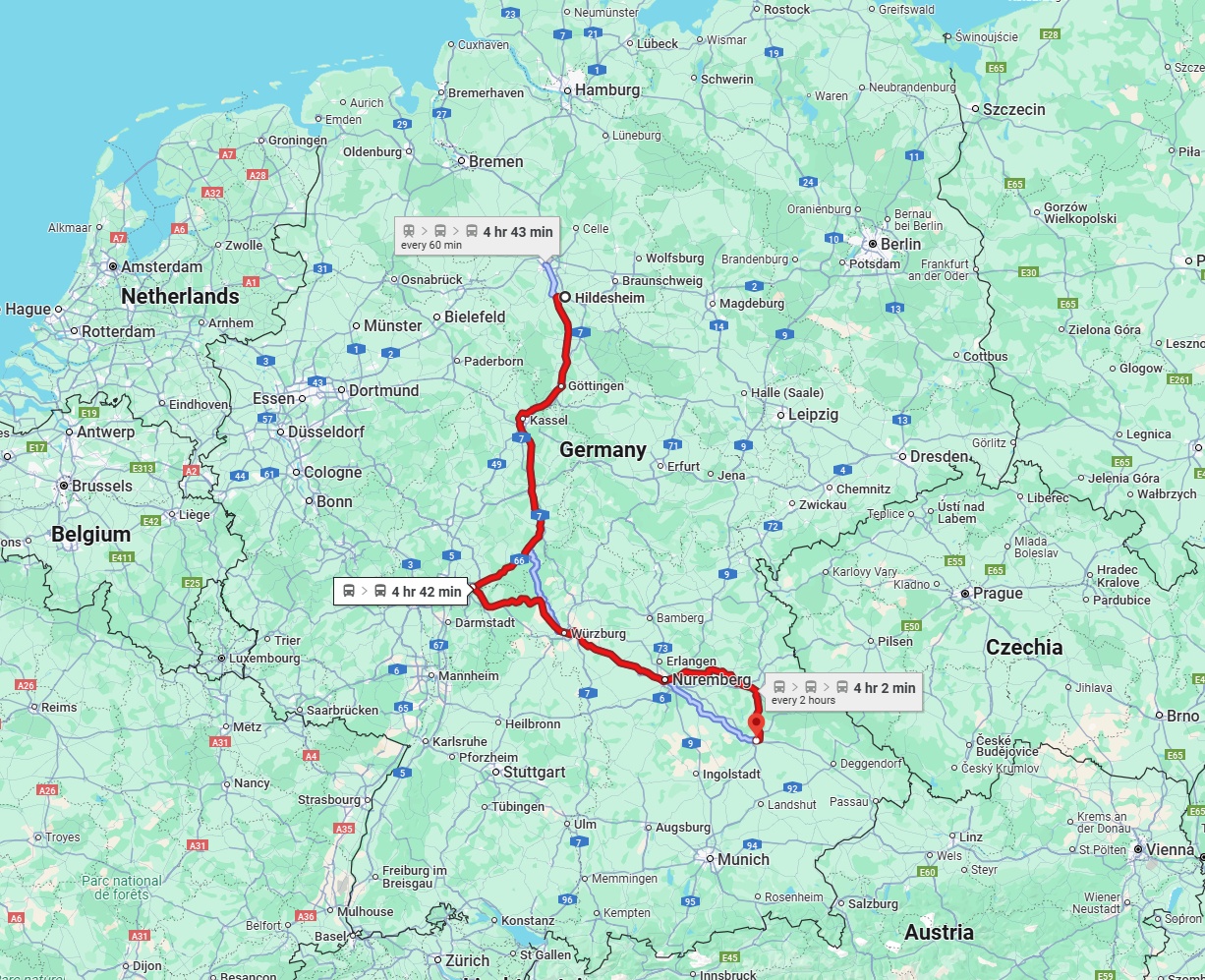 Anreise von Hildesheim Zu Regensburg Über 