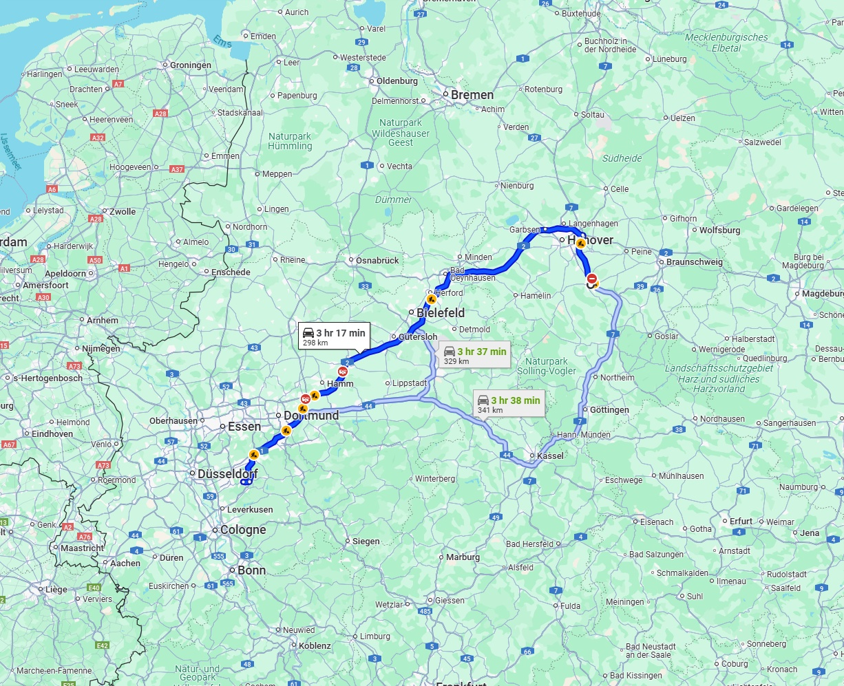 Anreise von Hildesheim Zu Remscheid Über via A2