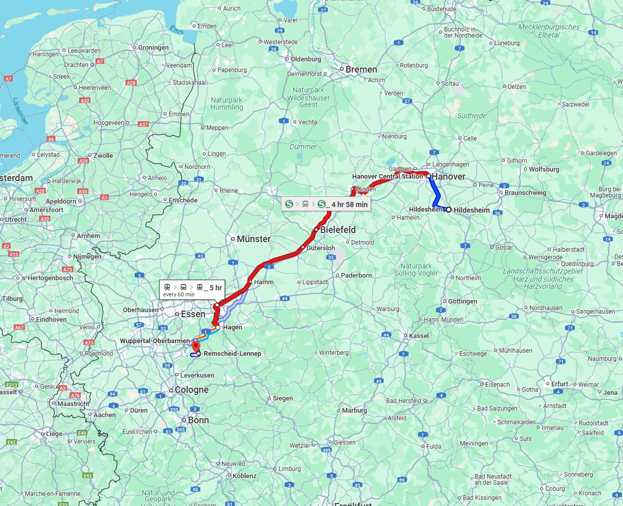 Anreise von Hildesheim Zu Remscheid Über 