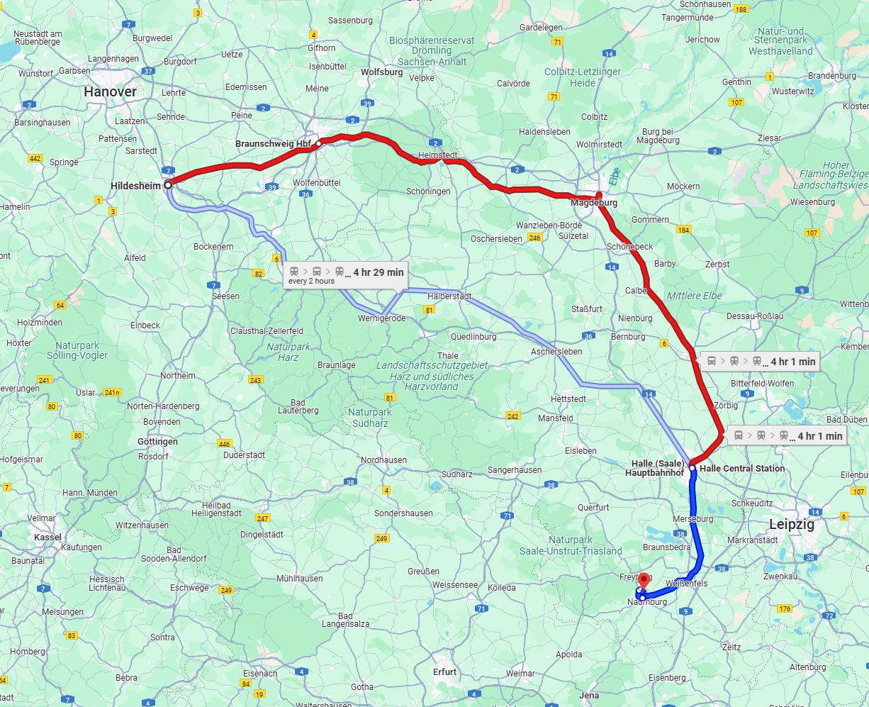 Anreise von Hildesheim Zu Saale Über 
