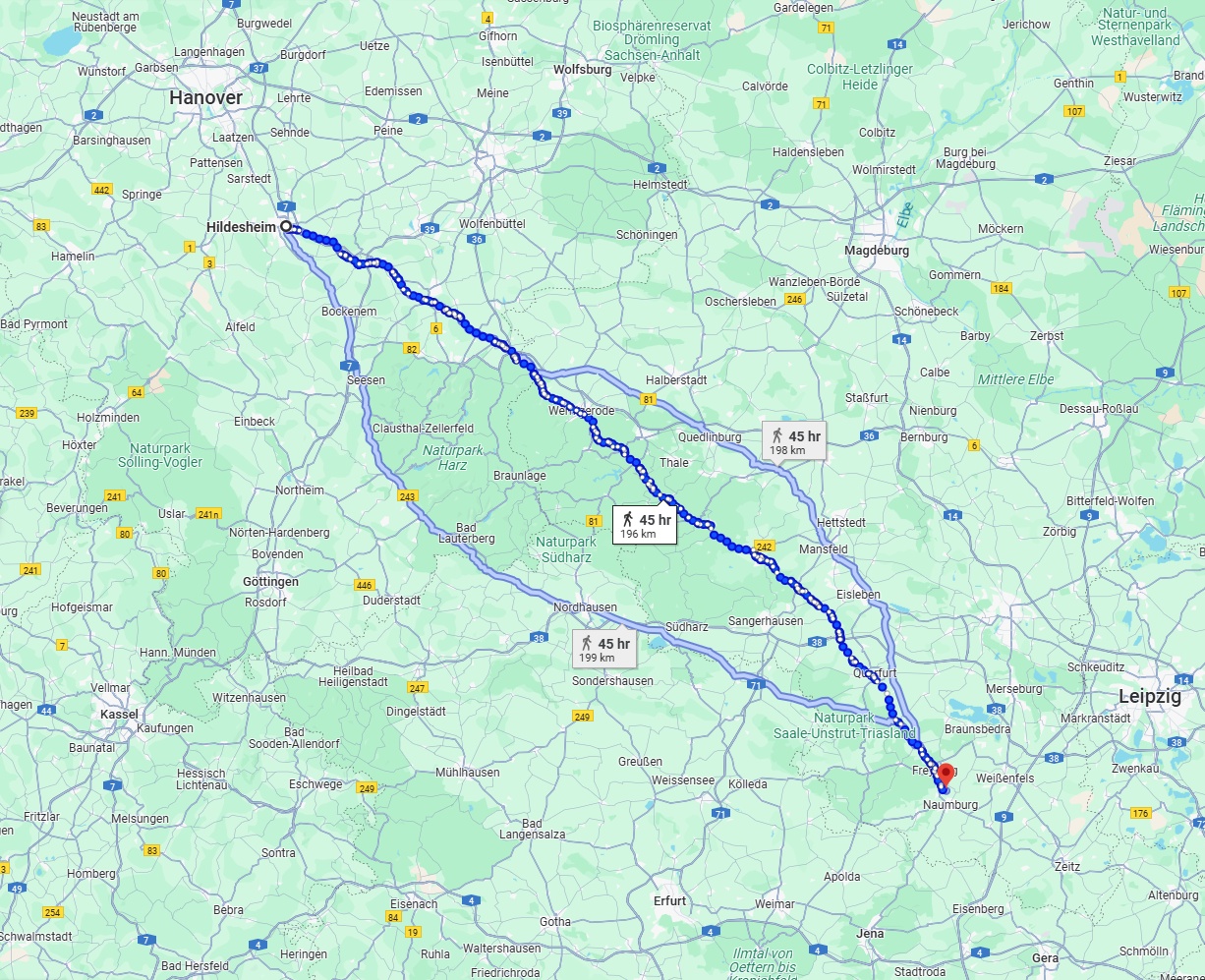 Anreise von Hildesheim Zu Saale Über 