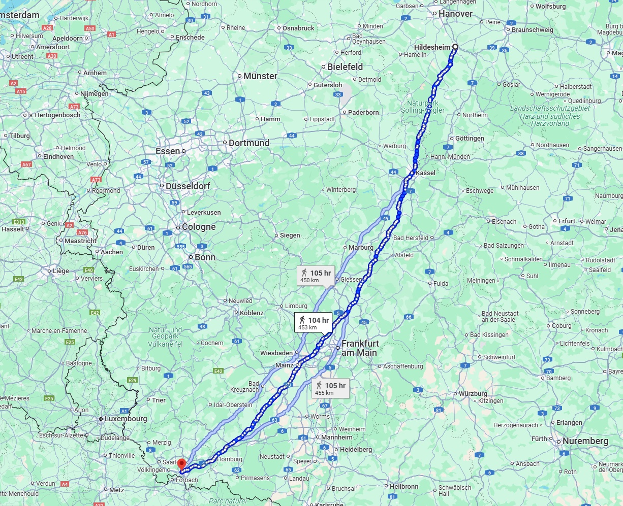 Anreise von Hildesheim Zu Saarbrücken Über 