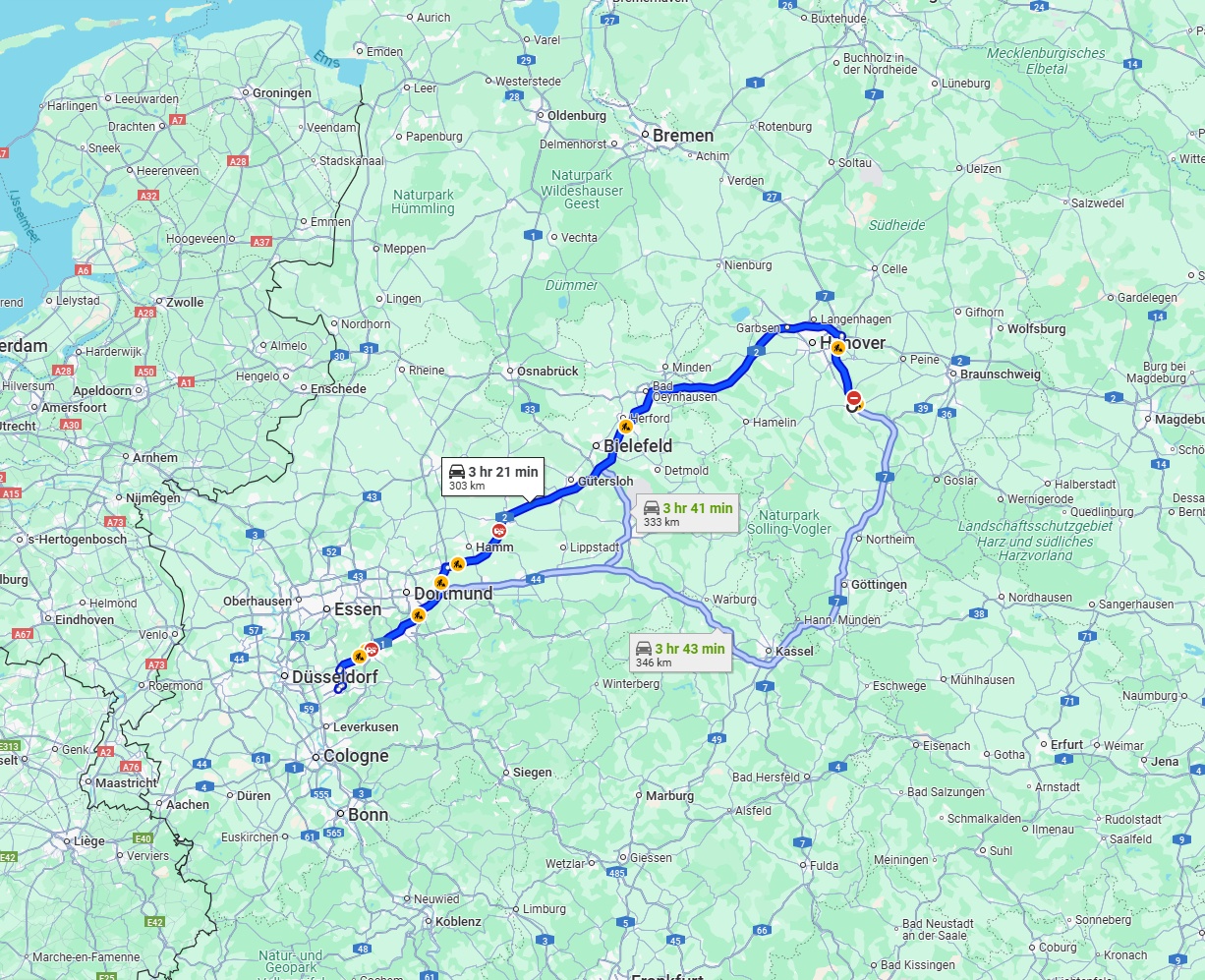 Anreise von Hildesheim Zu Solingen Über via A2