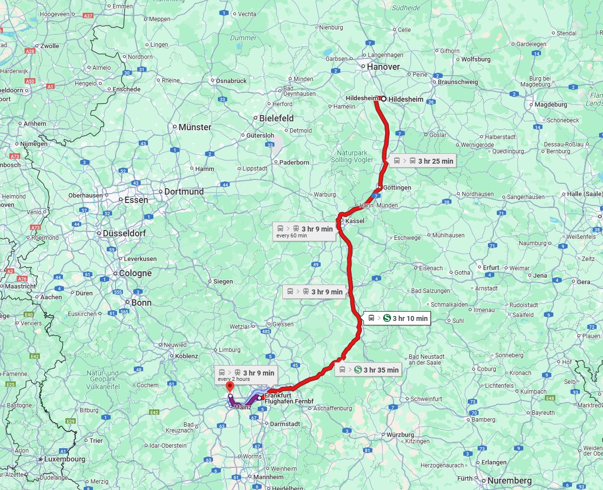 Anreise von Hildesheim Zu Wiesbaden Über 
