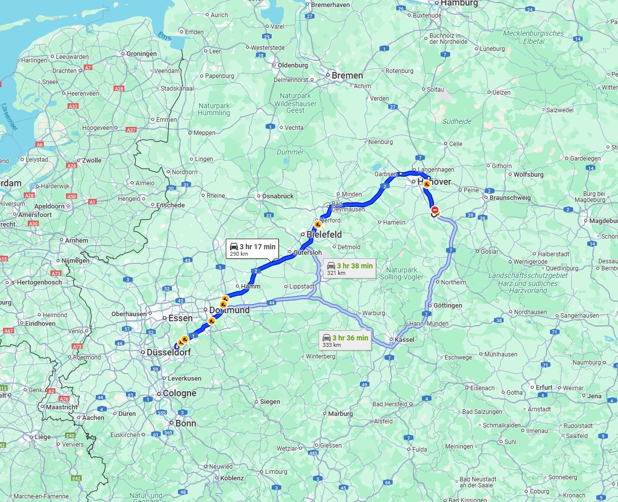 Anreise von Hildesheim Zu Wuppertal Über via A2