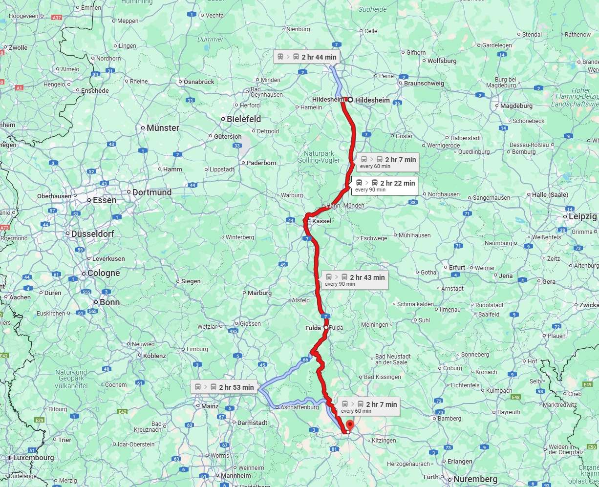 Anreise von Hildesheim Zu Würzburg Über 
