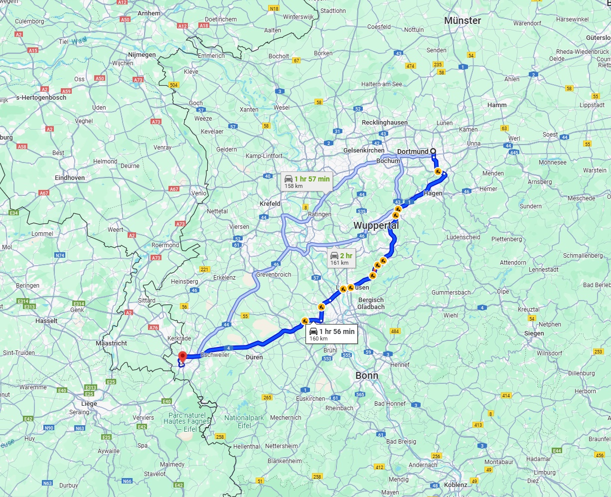 Anreise von Dortmund Zu Aachen Über via A1 and A4