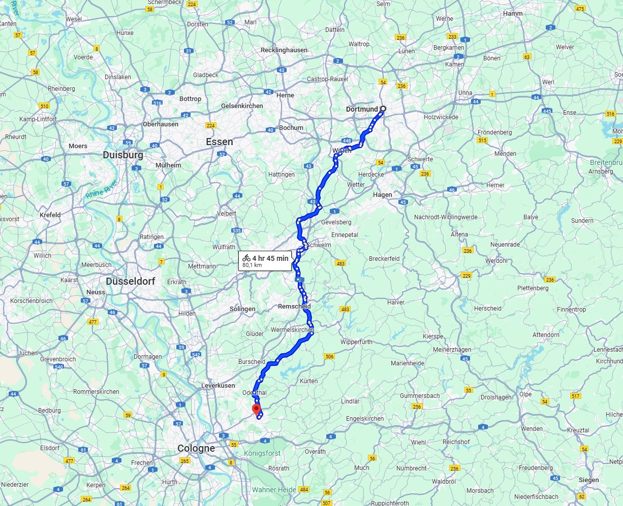 Anreise von Dortmund Zu Bergisch Gladbach Über 