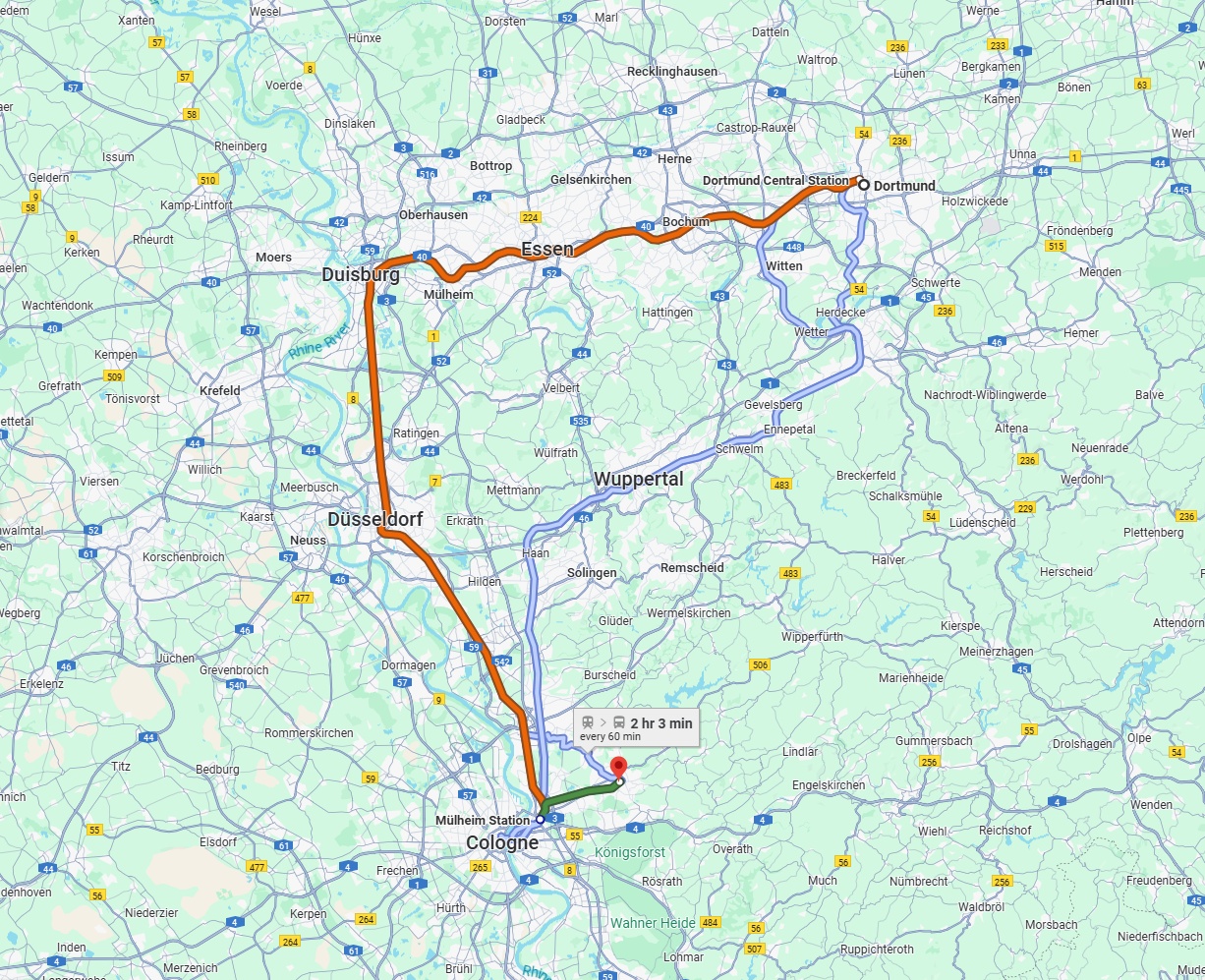 Anreise von Dortmund Zu Bergisch Gladbach Über 