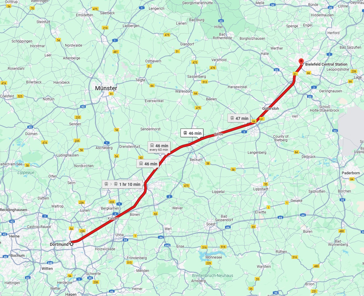 Anreise von Dortmund Zu Bielefeld Über 