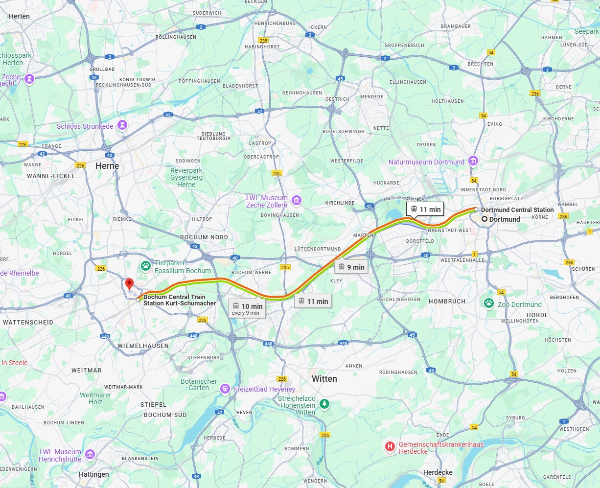 Anreise von Dortmund Zu Bochum Über 