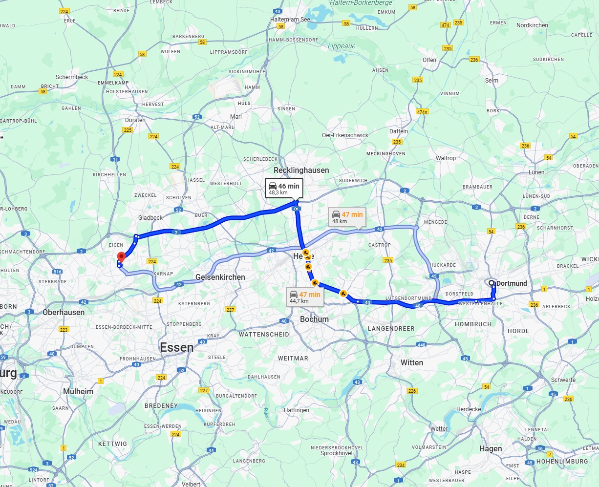 Anreise von Dortmund Zu Bottrop Über via A2