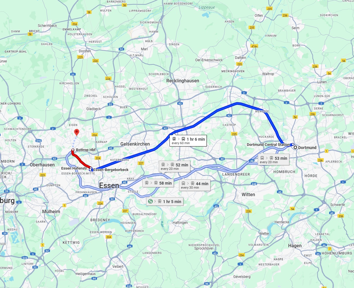 Anreise von Dortmund Zu Bottrop Über 