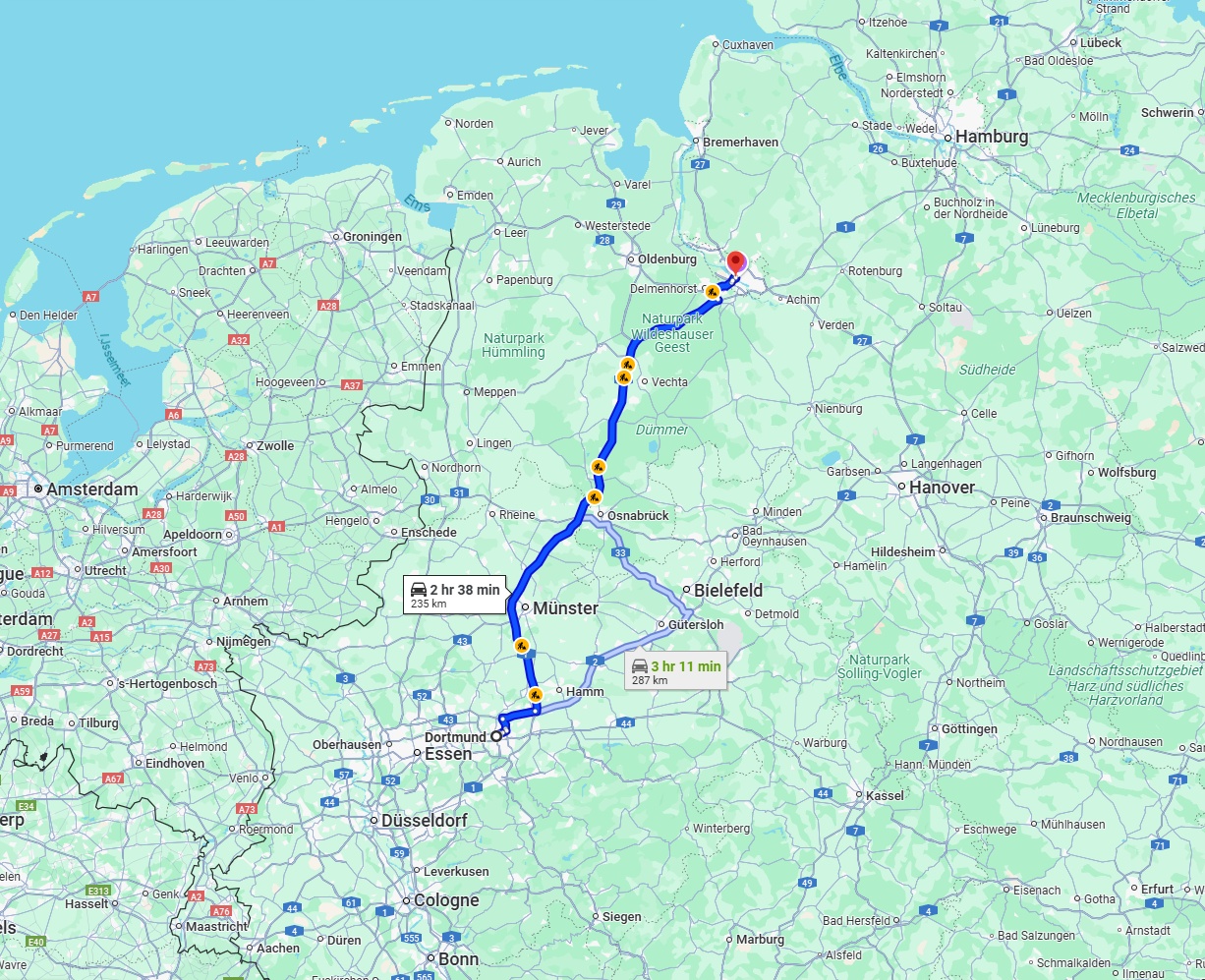Anreise von Dortmund Zu Bremen Über via A1