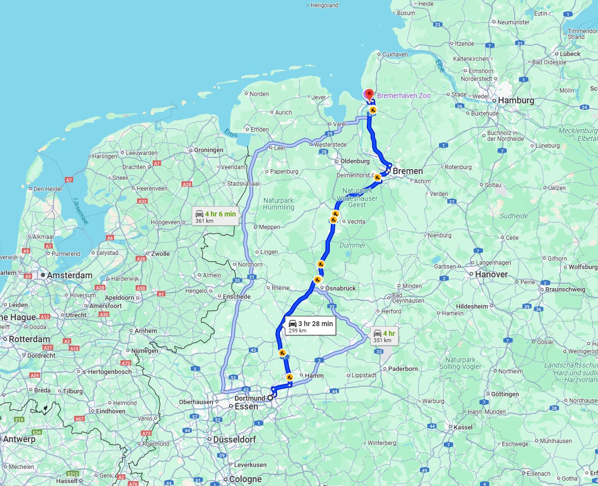 Anreise von Dortmund Zu Bremerhaven Über via A1