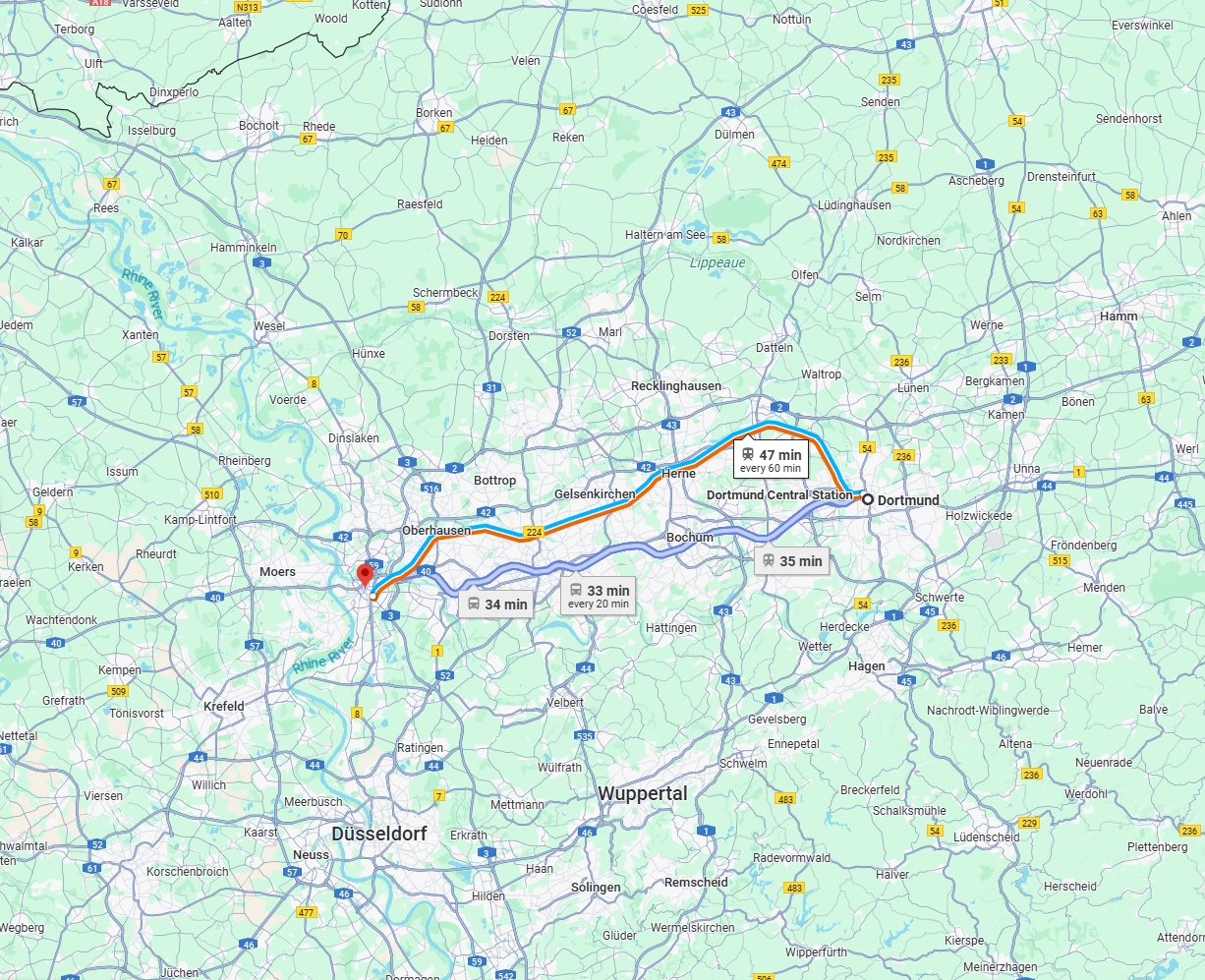 Anreise von Dortmund Zu Duisburg Über 