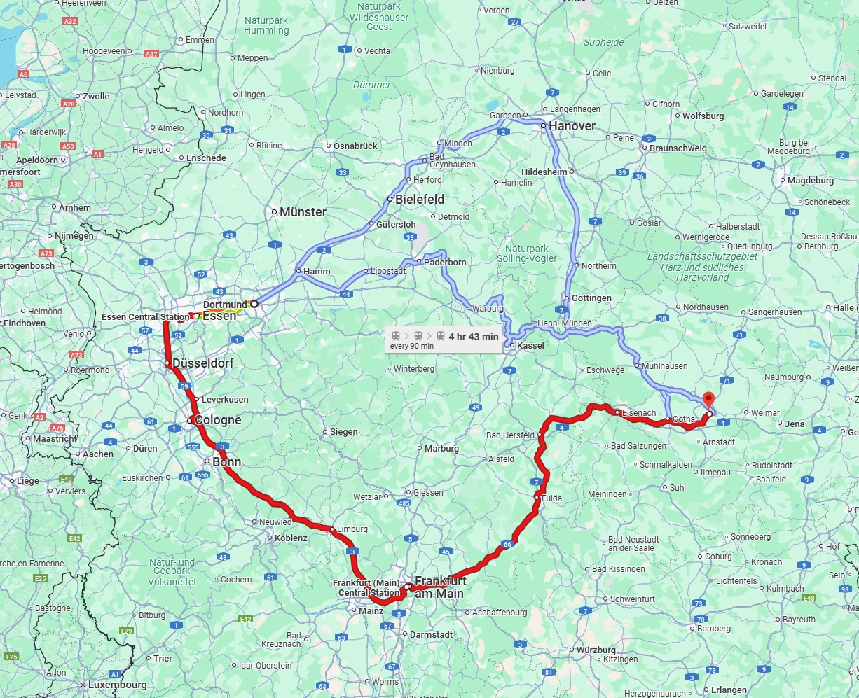 Anreise von Dortmund Zu Erfurt Über 
