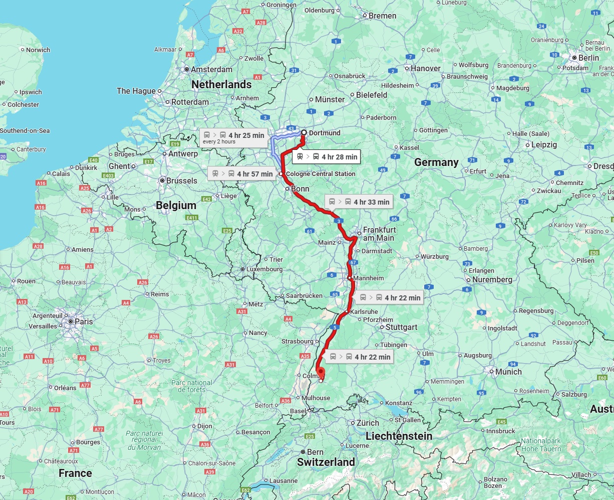 Anreise von Dortmund Zu Freiburg im Breisgau Über 