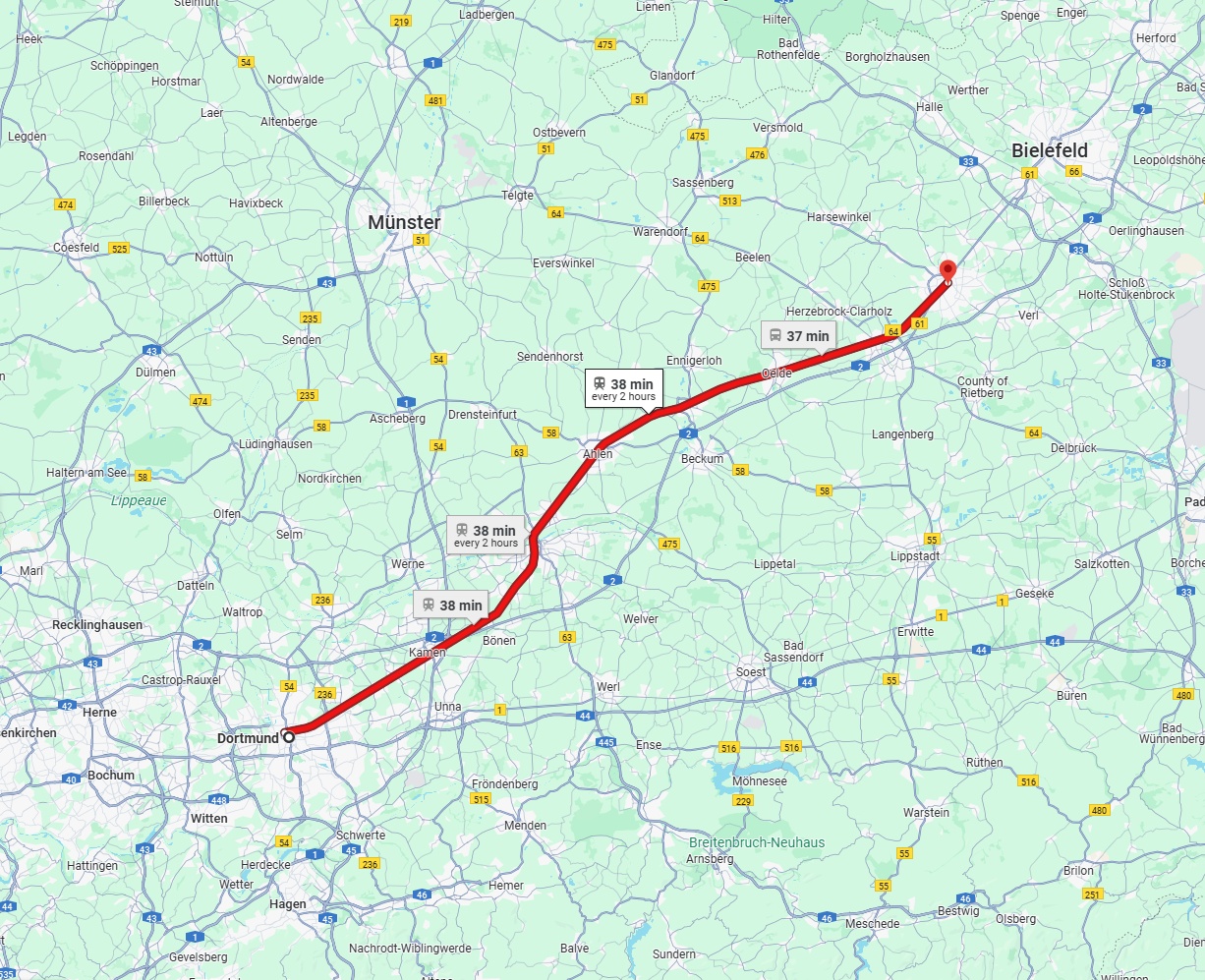 Anreise von Dortmund Zu Gütersloh Über 