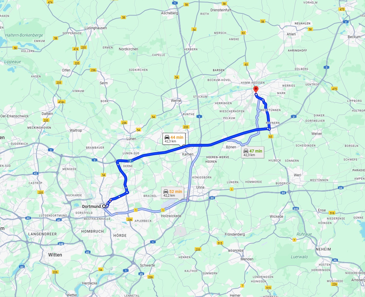 Anreise von Dortmund Zu Hamm Über via A2