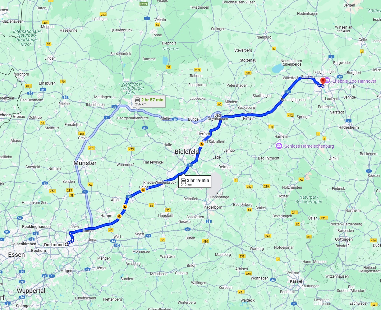 Anreise von Dortmund Zu Hannover Über via A2
