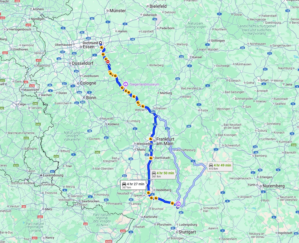 Anreise von Dortmund Zu Heilbronn Über via A45