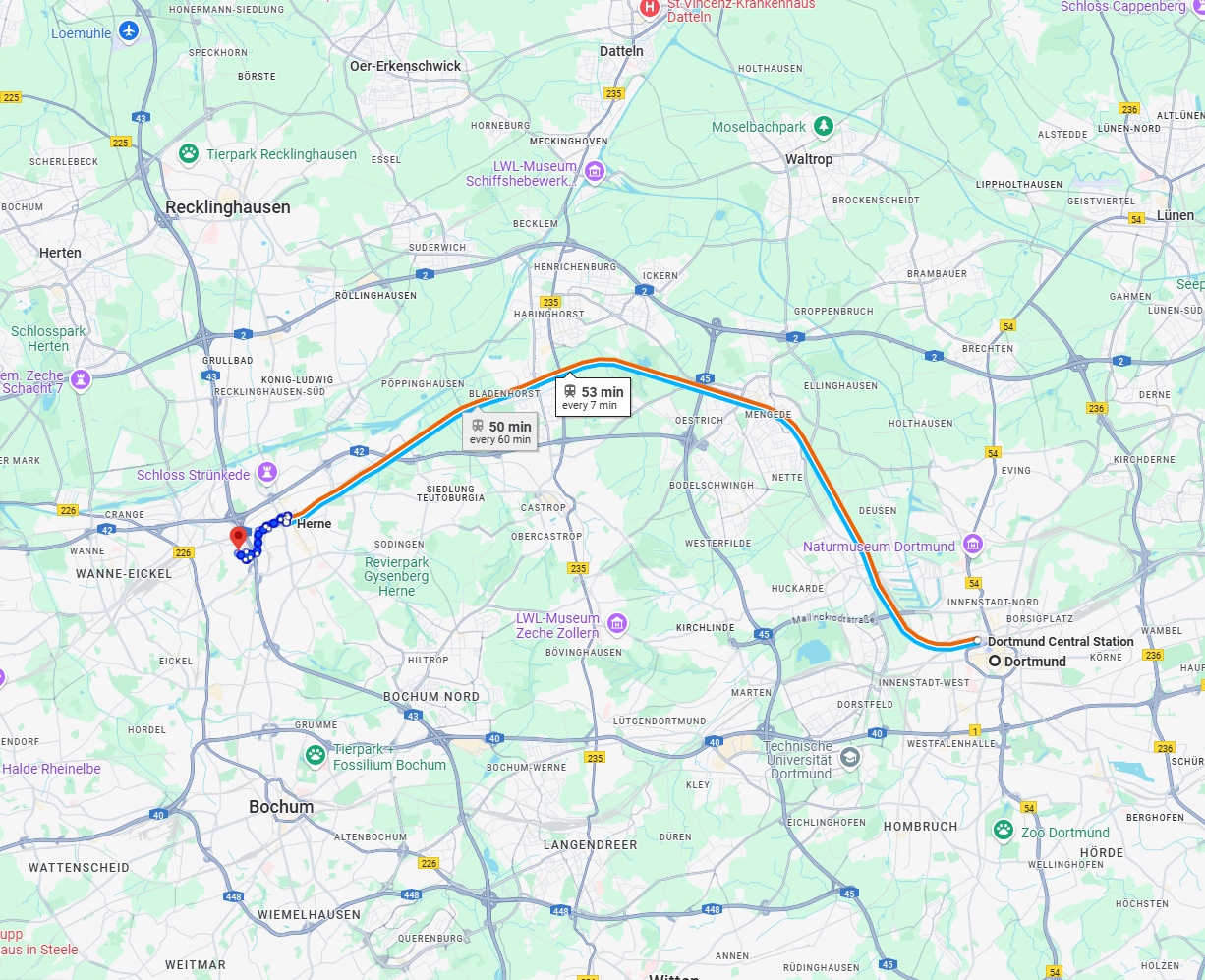 Anreise von Dortmund Zu Herne Über 