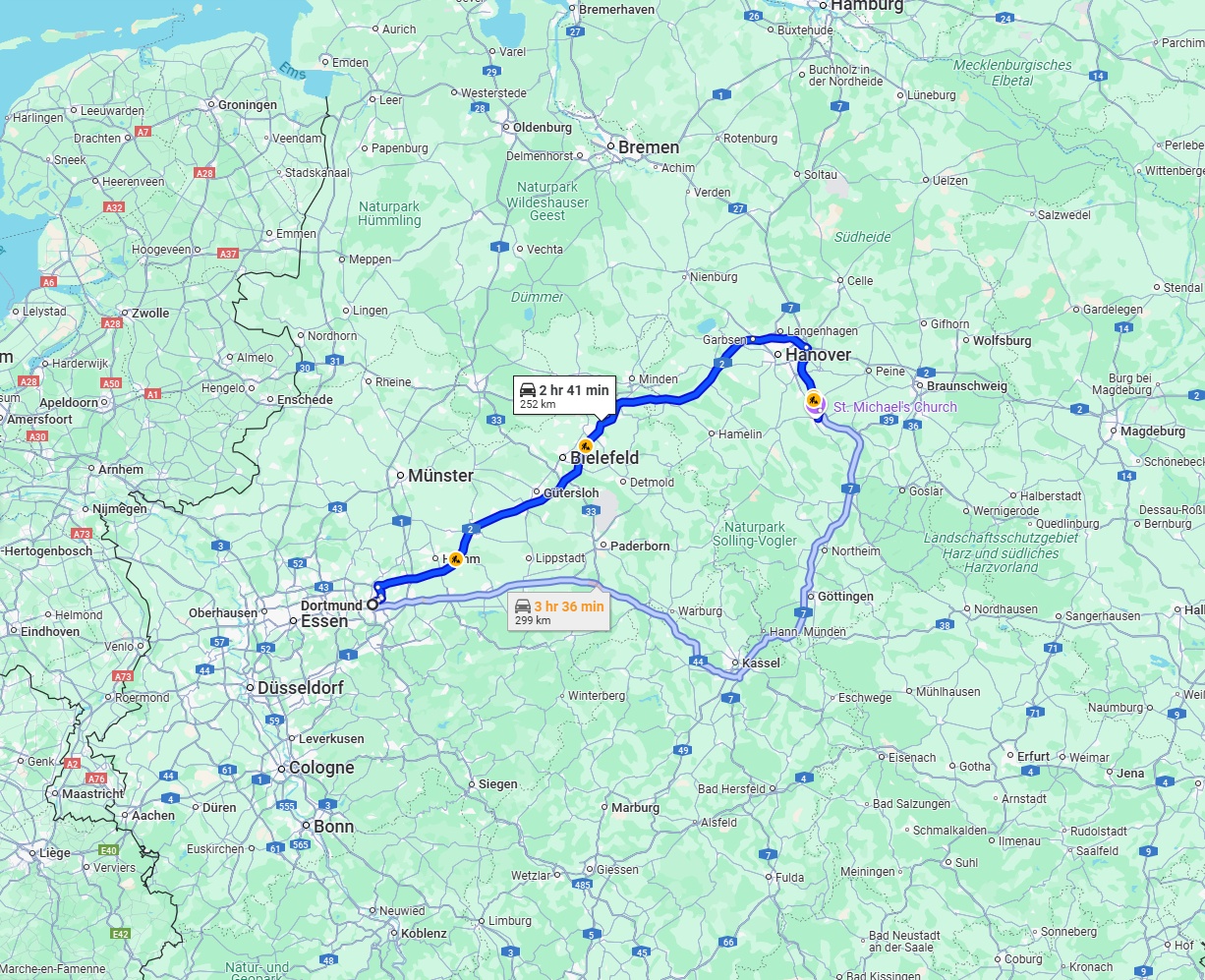 Anreise von Dortmund Zu Hildesheim Über via A2