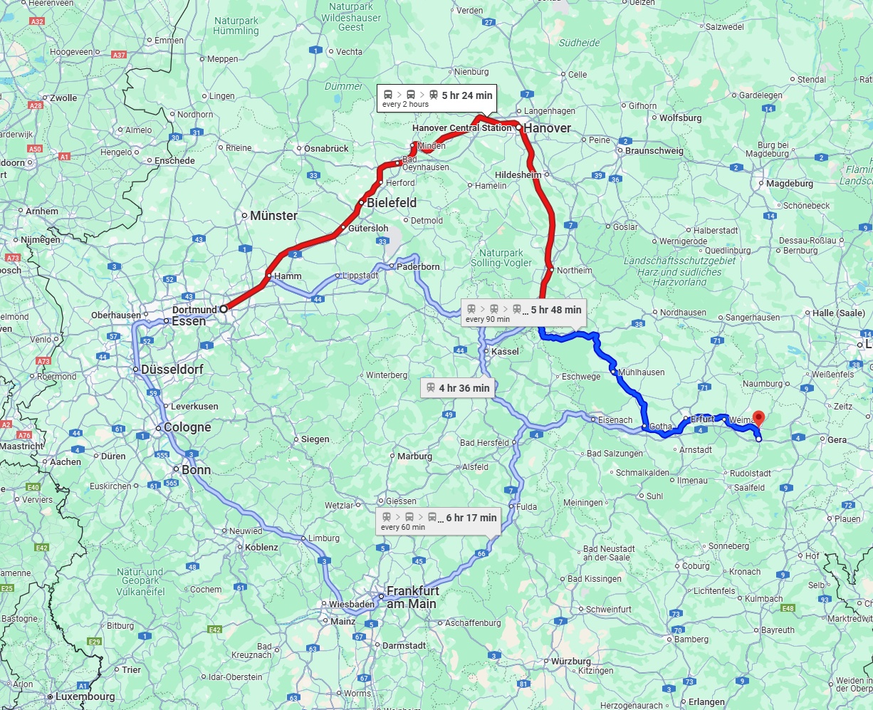Anreise von Dortmund Zu Jena Über 