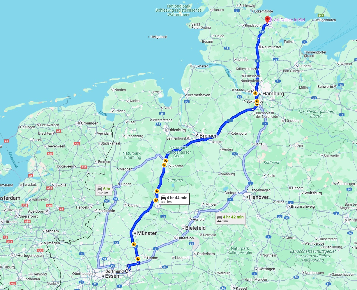 Anreise von Dortmund Zu Kiel Über via A1